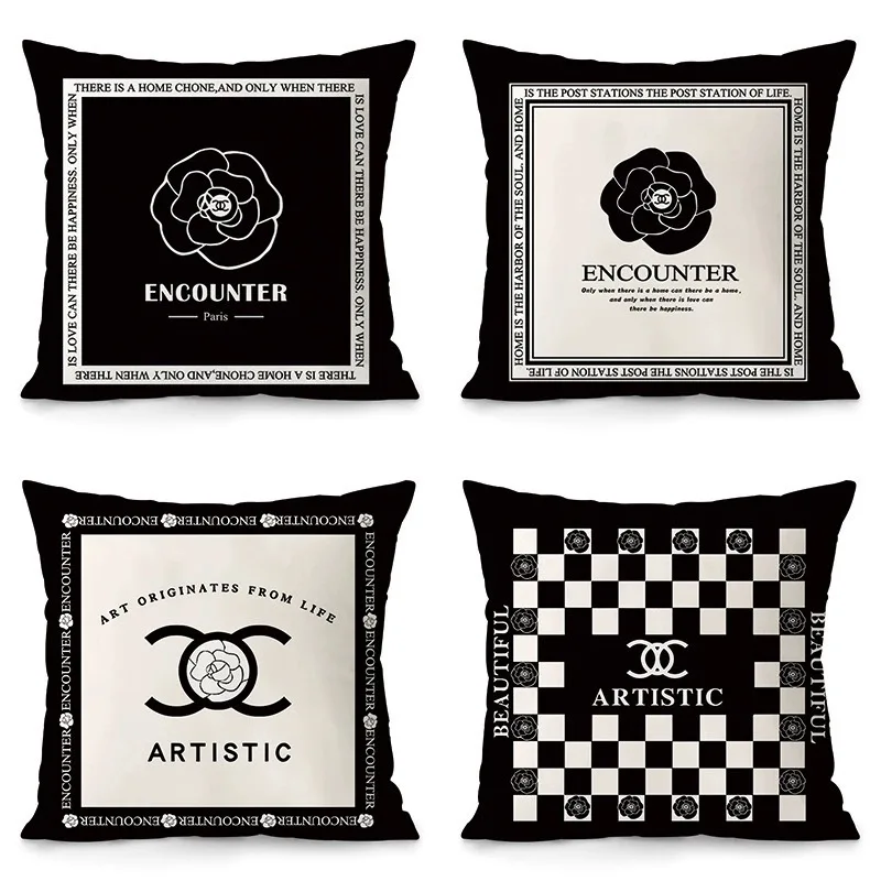 Home Fragrance Non Toxic - Sarung bantal Suede hitam dan putih